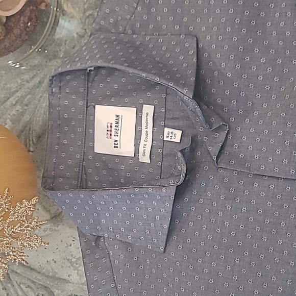 BEN SHERMAN MEN'S GRAY DRESS or CASUAL SHIRT LARGE - Picture 2 of 5